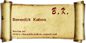 Benedik Kabos névjegykártya